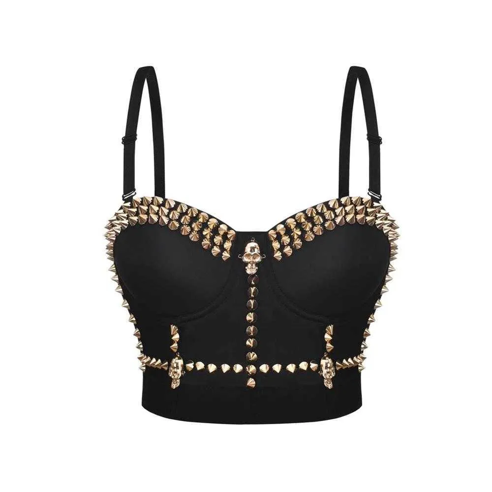 Women's Women'S Studded Rivets Bras Punk Push Up Tops Underwear