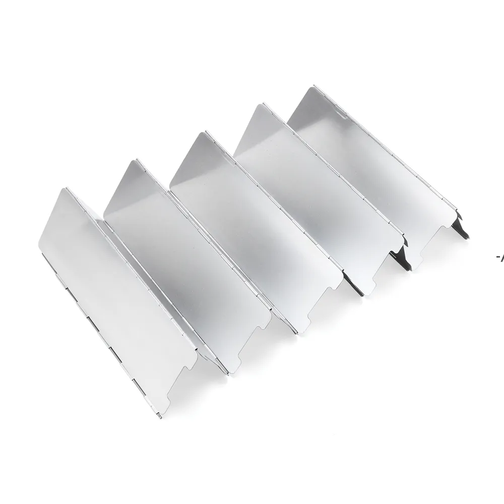 10 płyt Outdoor Wind Shield Składany Camping Camping Burner Wiatroodporny Ekran Piknik Aluminium Piknik Piknik Szycie Szycie JJE10095