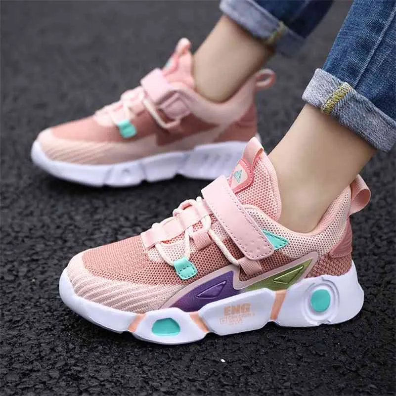 Chaussures pour enfants unisexes Baskets confortables pour garçon Mode respirante Chaussures de fille rose Tenis Infantil Taille 27-38 210329