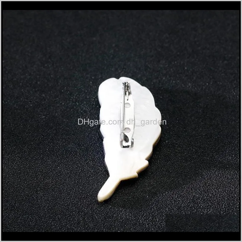 natural abalone shell brooches fashion feather shape brooch pins european design women party jewelry brooches pin