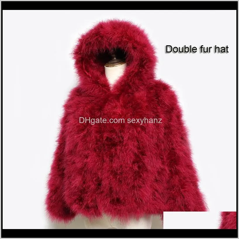 hot sale! 2020 newest lady encryption ostrich fur double hooded jacket coat women warm 100%natural genuine ostrich fur jackets1