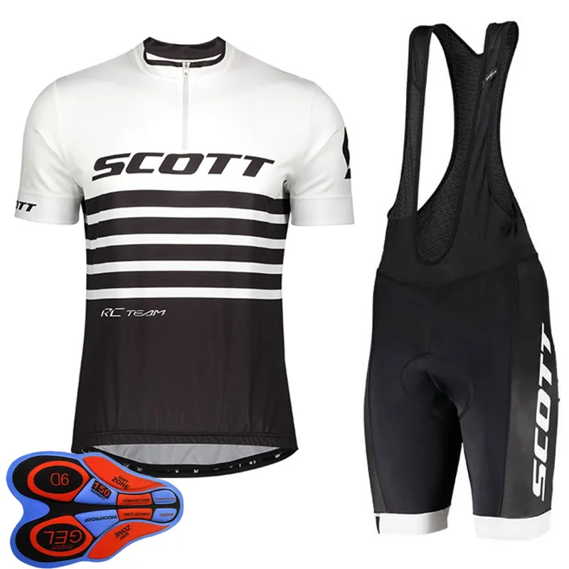 Verão Scott Team Team Mens Ciclismo Jersey Terno de Manga Curta Camisa Bicicleta Calças De Bib Sets Quick Seco Respirável Pro Racing Roupas Tamanho XXS-6XL Y21041039