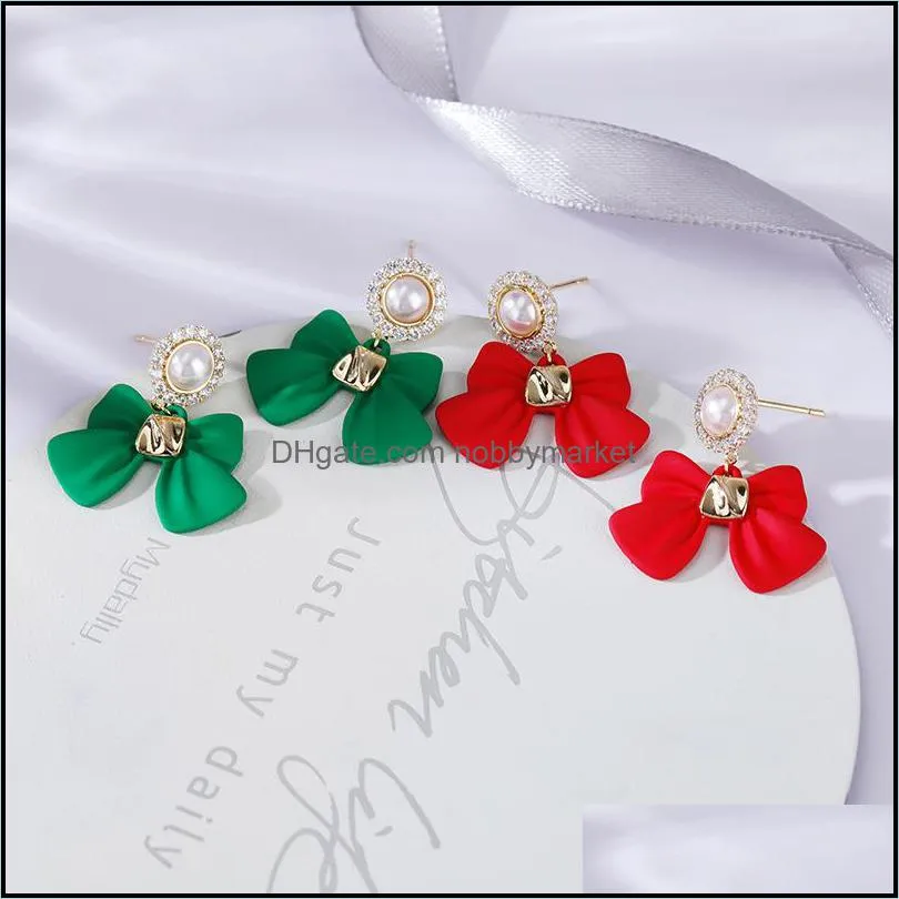 Woman Stud fashion temperament Simplicity atmosphere popular Pearl bow Earrings