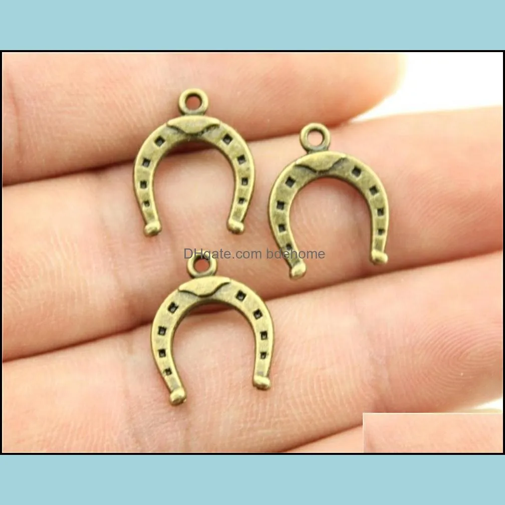 60 Pieces Metal Charms For Jewelry Making Animal Good Luck Horseshoe Horse Shoes HJ051