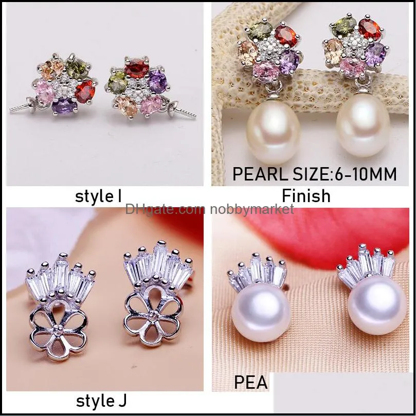 DIY Pearl Stud Earrings Settings Fashion Jewelry S925 Silver Earrings for Women Mounting Earring Blank DIY Wedding Gift