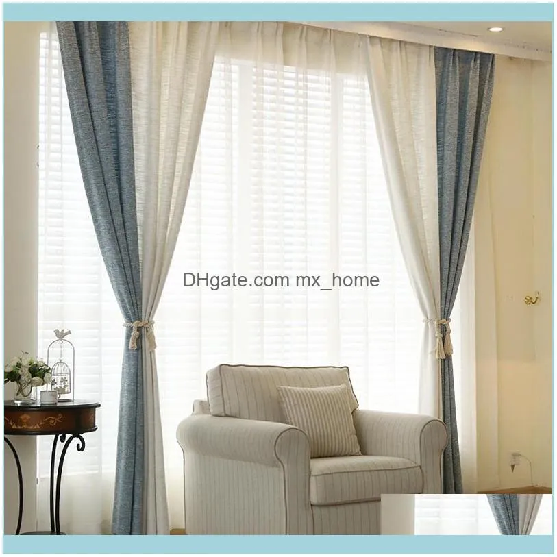 Cortina Deco El Suministros Hogar Jardín Cortinas Gyc2148 Gyrohome 1Pc Blackout Lino Empalme Color Sólido "Personalizado" Ventana Salón D