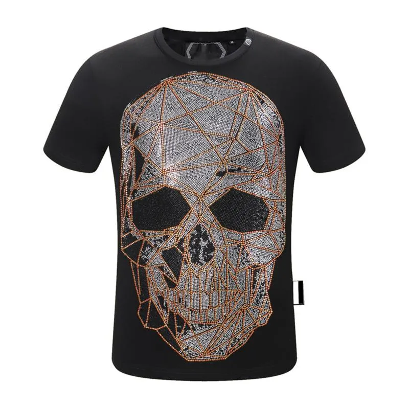 Camisetas para hombres 2021SS Summer de manga corta Moda Men de cuello de ojo Fitness informal Slim Tops PP Calaveros estampados Camisa de algodón