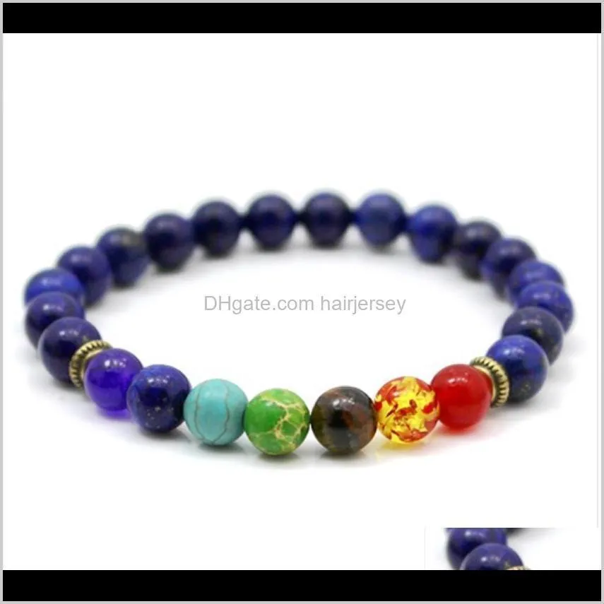 chakra bracelet men black lava healing balance beads reiki buddha prayer natural stone yoga bracelet for women ship