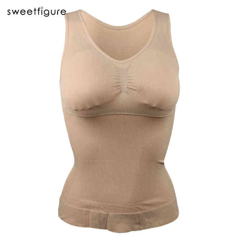 Kvinnor BodyShapers Slim Up Lift Plus Storlek Bra Cami Tank Top Kvinnor Body Shaper Avtagbar Shaper Underkläder Slimming Vest Corset 211112