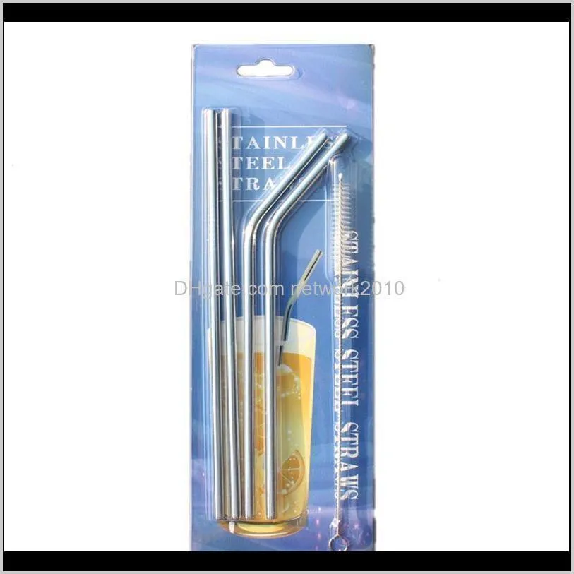 Sts Barware cozinha, jantar casa jardim gota entrega 2021 1set = 4 pcs beber st + 1 pcs limpeza escova blister aço inoxidável 215mm le