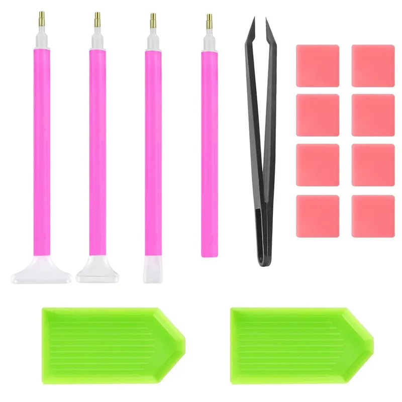 15 Pieces Diamond Painting Tool Kits Beginner Diy 5D Painting Tools Sets With Glue Tweezers Plastic Tray Needle Pen 4 8bb E1