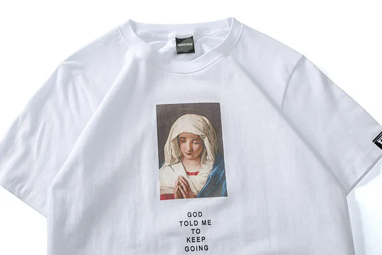 Virgin Mary Printed Short Sleeve T Shirts 3