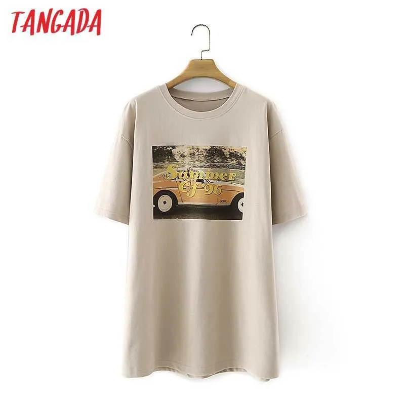 Tangadaの女性はPON印刷Tシャツ半袖O首のティーレディースカジュアルなティーシャツストリートウェアトップ2M134 210609