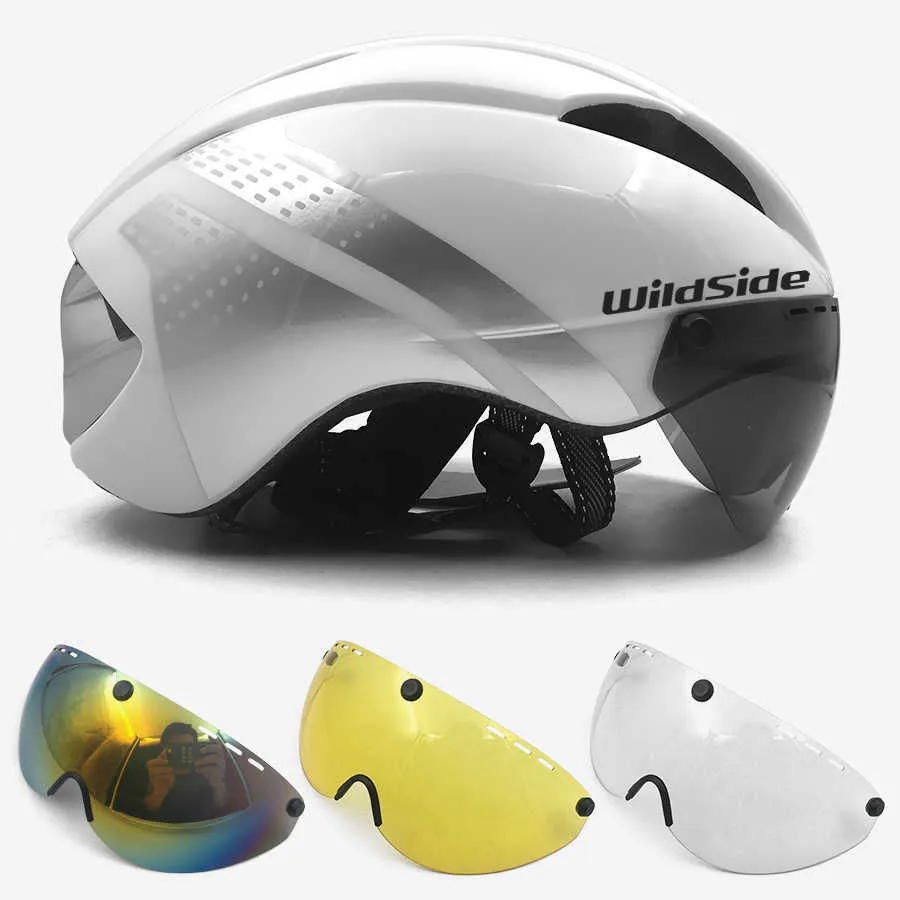 Wildside Aero Bicycle Helmet Timetrial 3 Len Cycling Magnetic Buckle Riding Goggle Bike Road Casco Ciclismo P0824
