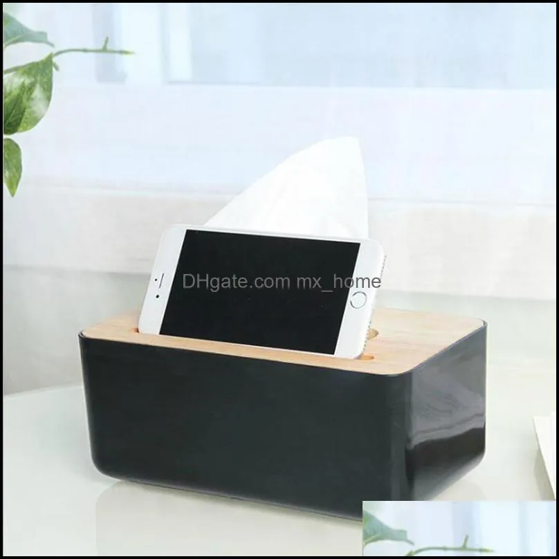Home Kitchen Wooden Plastic Tissue Box Solid Wood Napkin Holder Case Simple Stylish Car Holders Boxes & Napkins