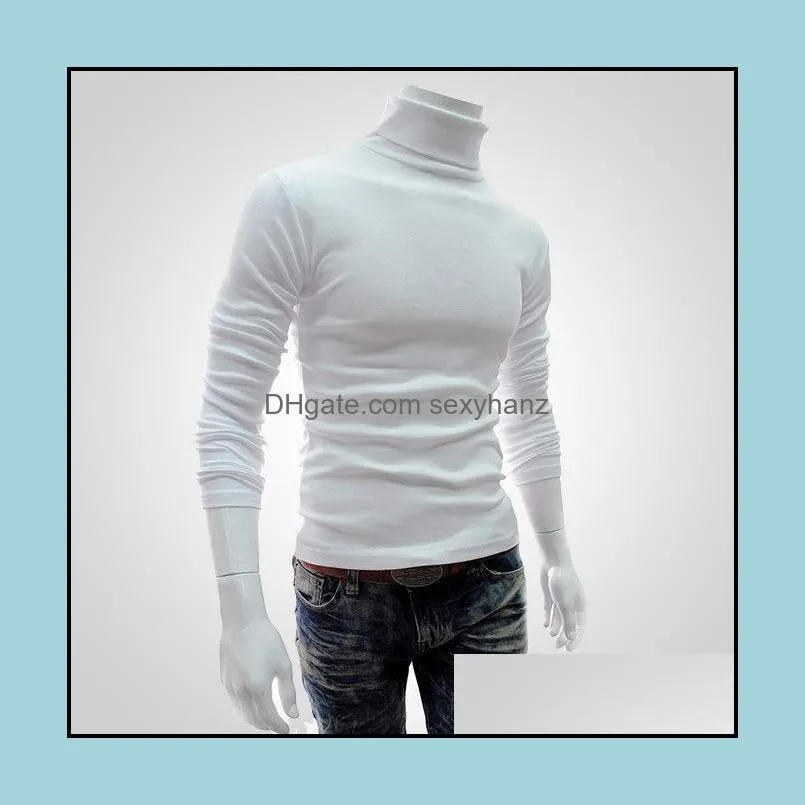 Men`s Sweaters 2021 Spring Winter Warm Sweater Males Turtleneck Solid Color Casual Homme Slim Fit Knitted Cotton Pullovers