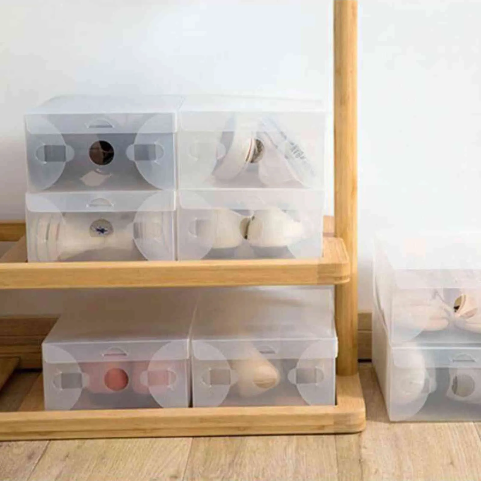 10 sztuk / zestaw Fold Plastic Shoes Case Zagęszczone przezroczyste pudełka szuflady Układy Box Organizer Box