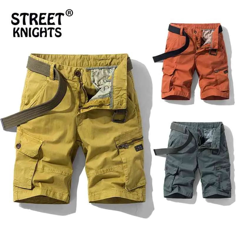 Primavera Verão Homens Jogger Militar Carga Shorts Algodão Tactical Coar Casual Roupas 210716