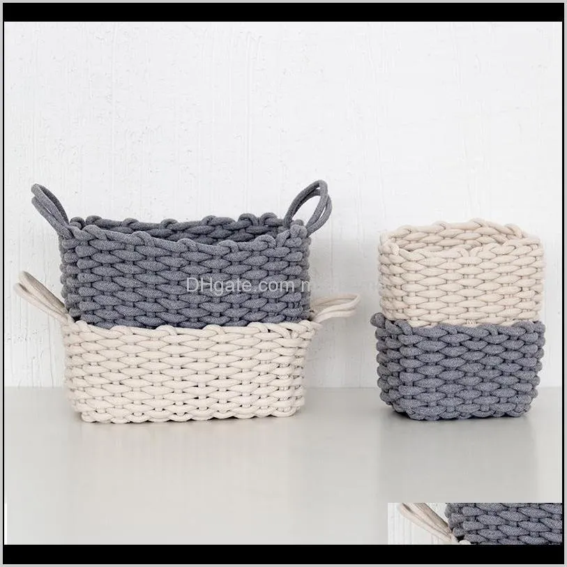 storage basket linen crochet handmade laundry natural fabric baby toys child clothes desktop foldable organizer baskets