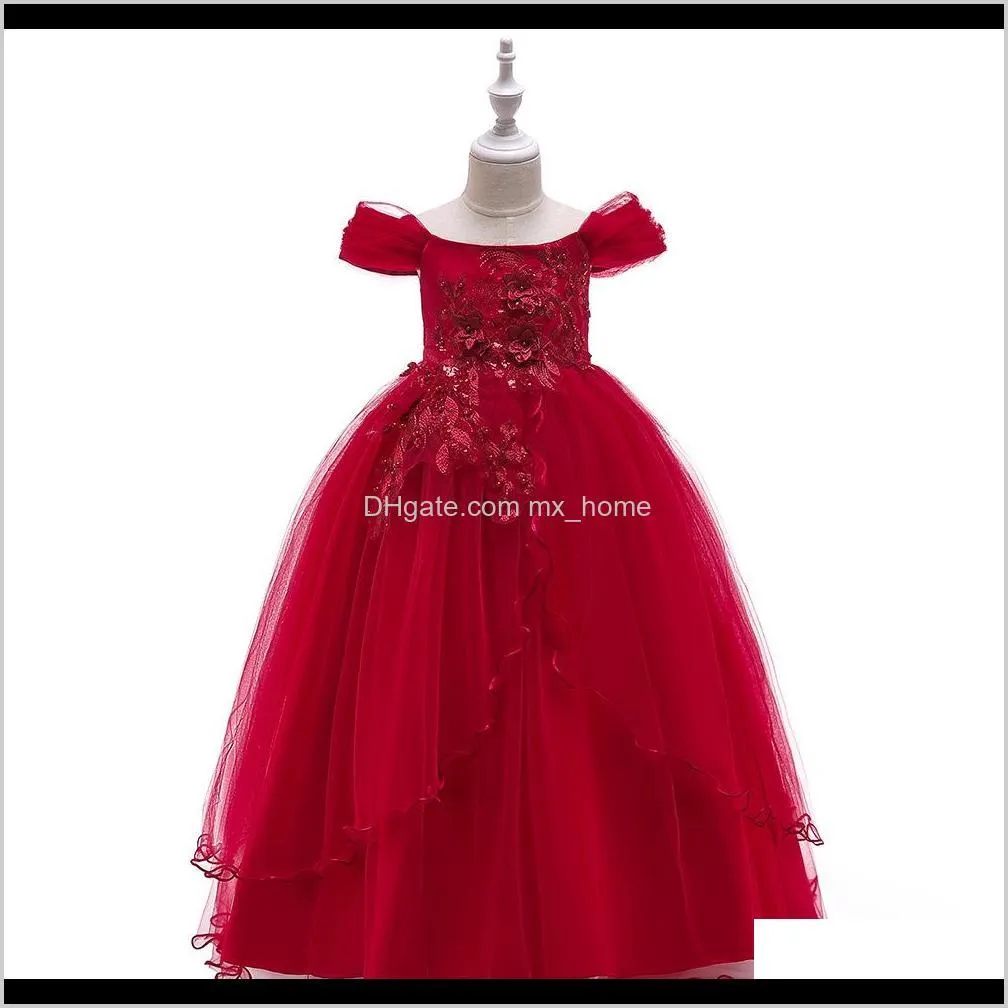 2021 girls summer petal party dress princess skirt kids wedding evening ball gown fancy princess frock beautiful girl party dress