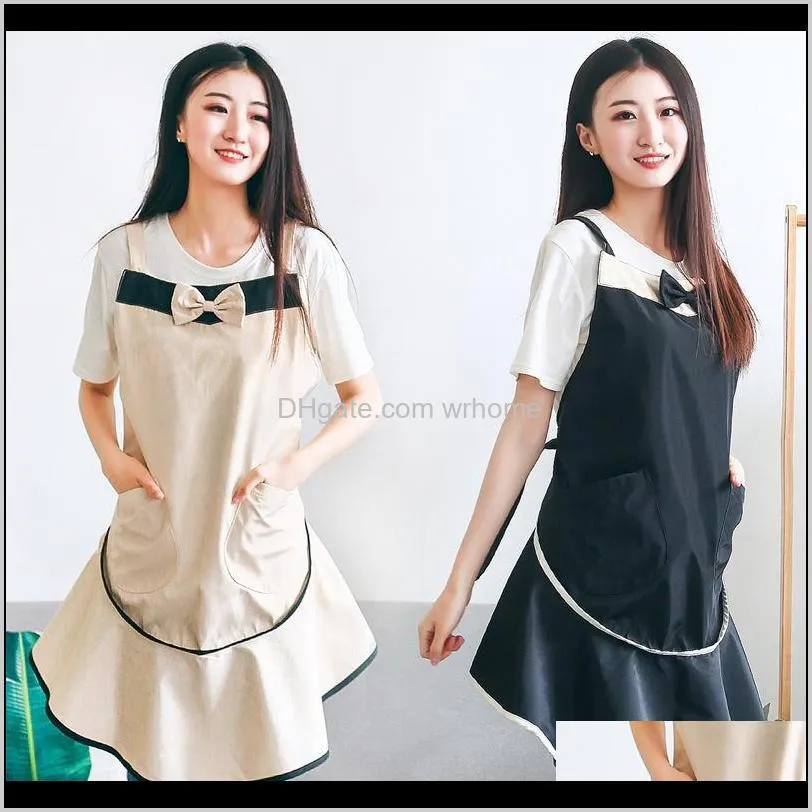 japanese waterproof apron garden flower shop manicure coffee shop tooling bow home apron aprons for woman polyester fiber