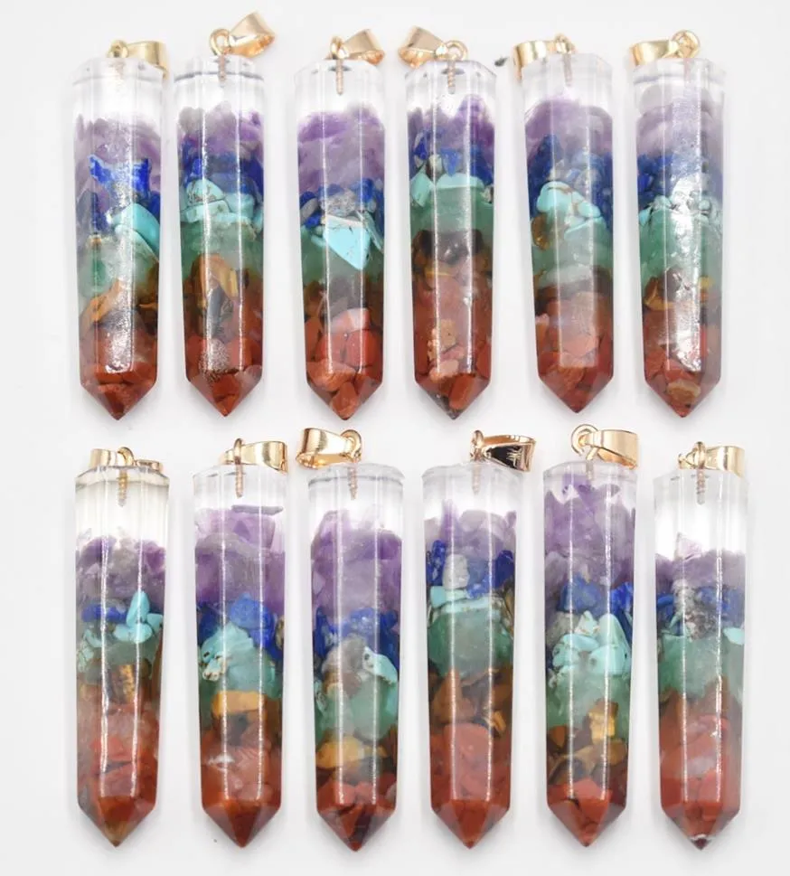 Retro Colorful Stone Charms Natural Amethyst Lapis Lazuli 7 Colors Laryes Stone Pärlor Pelar Pendants Wholesale