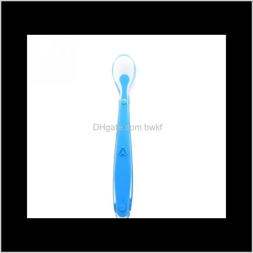 silicone baby soft soup spoon healthy infant sensing temperature sucker kitchen cooking spoon rice spoon childre tableware