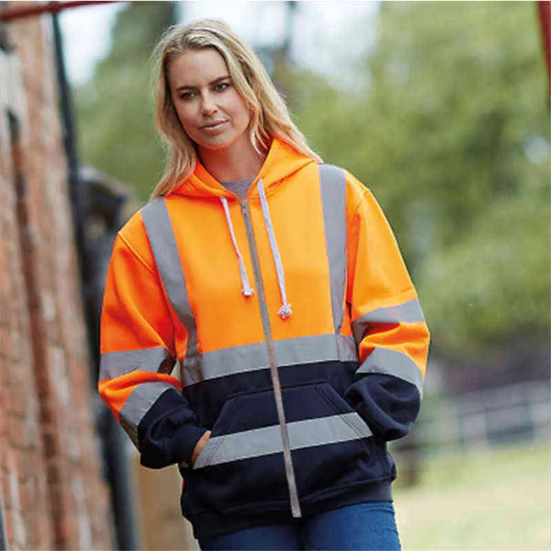 Reflective Stripd Men Women Jacket Work Clothes Uniform Spring Autumn Coat Work Hoodies 211214 From 15 89 DHgate