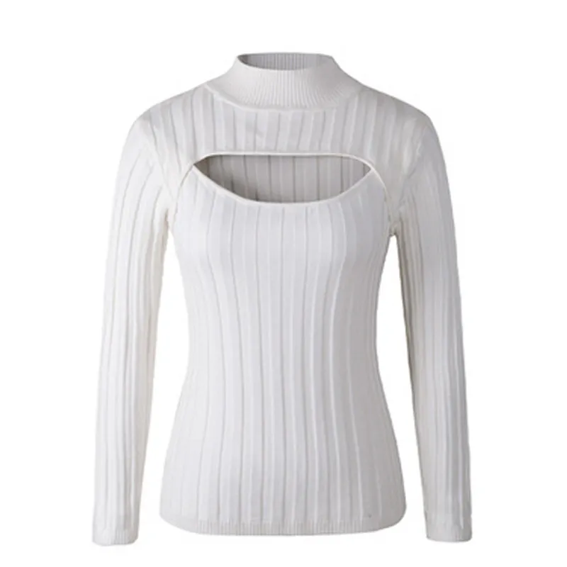 Harajuku Womens Turtleneck Bodysuit With Open Chest And Hollow