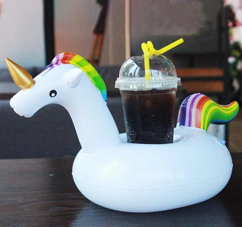 Uppblåsbara Unicorn Drink Cup Holder Flytande Party Dryck Båtar Telefon Stativ Barn Swimmingpool Leksaker Tillbehör