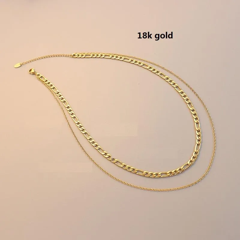 Chaînes Femmes Figaro Gold Chain Collier Aestethic Colar Collier Kpop Collier Collier En Acier Inoxydable Bijoux De Luxe Chunky Collares 307Z
