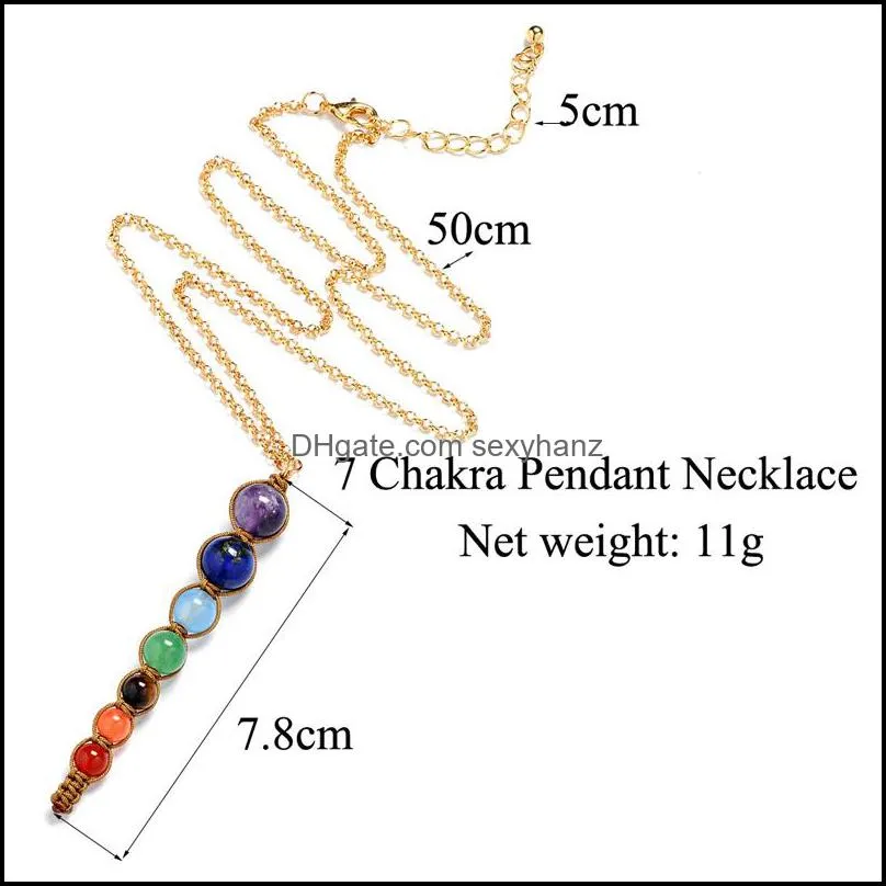 Trade Insurance Best Quality Natural Stone 7 Chakra Yoga Necklace