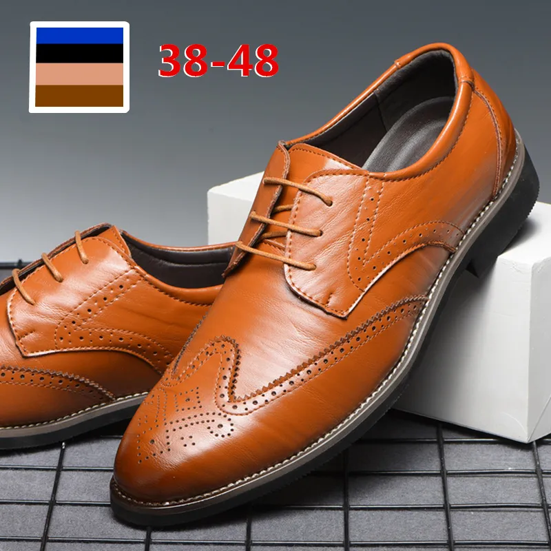 38-48 chaussures en cuir hommes Gentlemans élégant confortable affaires hommes chaussures classiques # LH10001 hommes chaussures habillées en cuir