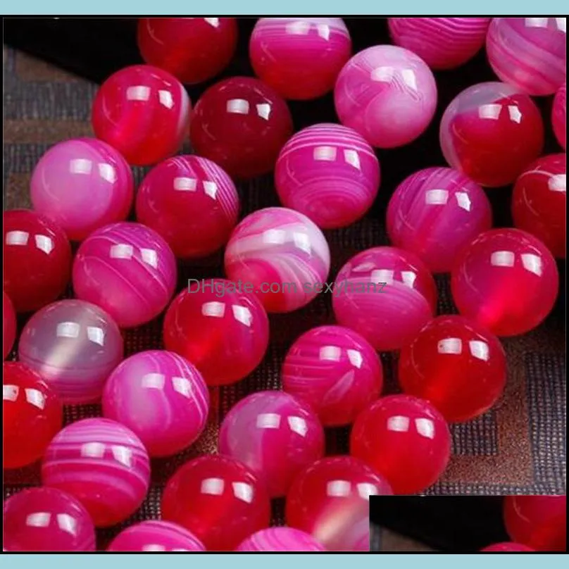 8mm Natural Color Stripe Agate Beads Round Stone Beads For Jewelry Making DIY Bracelet Necklace Onyx Bead 369 T2