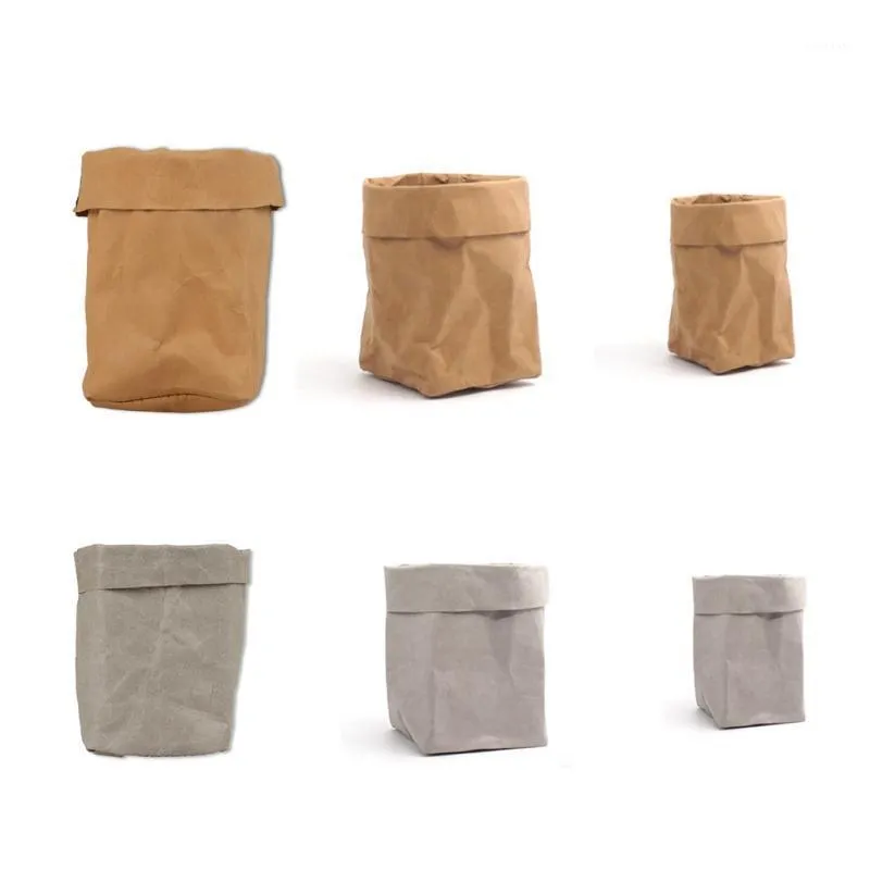 Bolsas de almacenamiento Bolsa de papel Kraft Bolsa multifuncional reutilizable, resistente al desgaste, suave y elástica, lavable