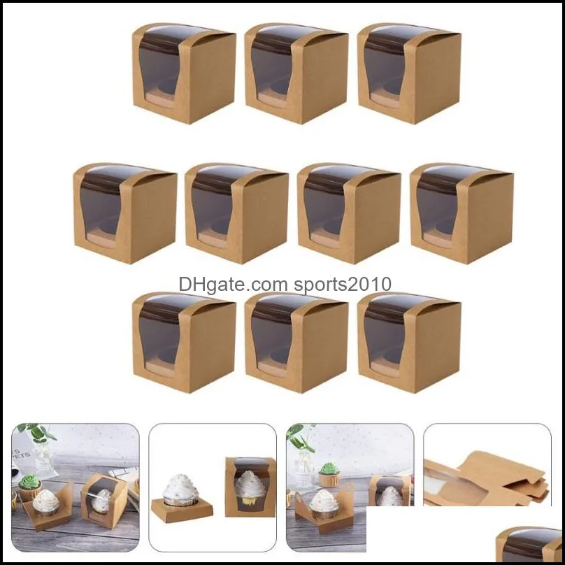 Gift Wrap Event Festive Festive Home Garden10pcs Kraft Container Premium Party Favors Presents Presentes Caixa de bolo entrega 2021 MTU43