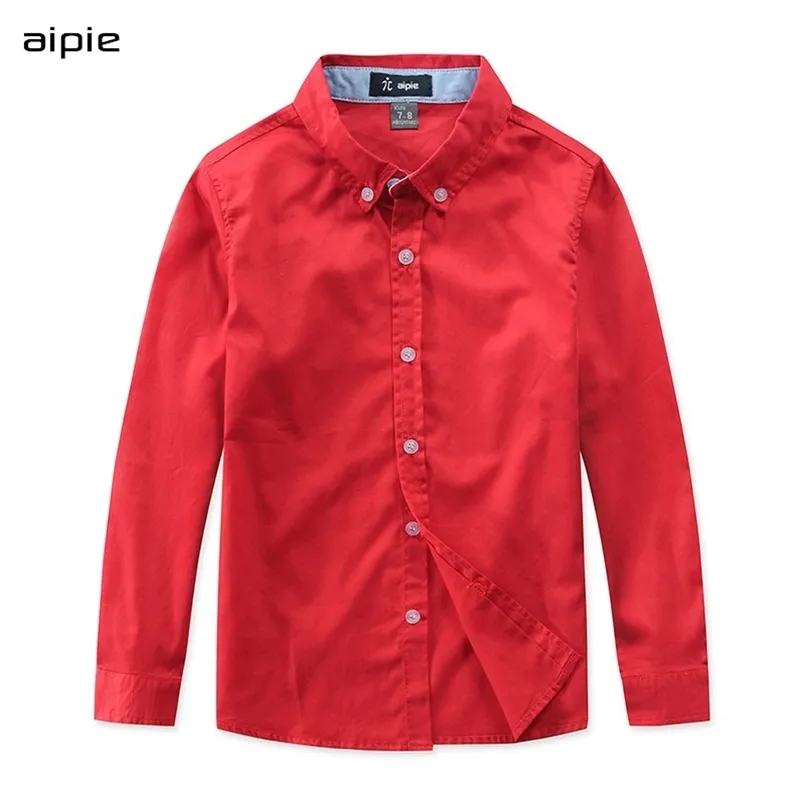 Children red shirts Casual Solid color 100% Cotton Good quality Satin Boys kids clothing 210713