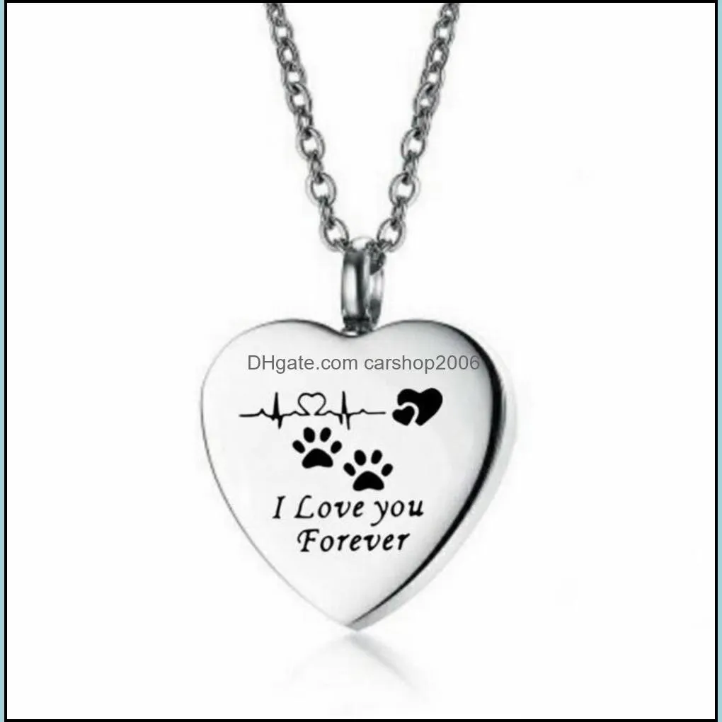 Etiqueta de perro, Suministros de tarjeta de identificación Pet Home Garden Factory Tag Id Corazón Urna Colgante Collar Para Ashes Heaven Memorial Recuerdo Cremación Joyería Dr