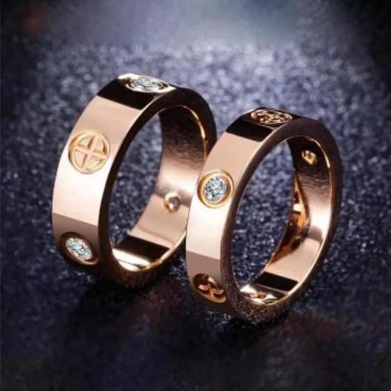 4mm 5mm Titan Ateel Silver Love Ring Män och Kvinnor Rose Gold Ringar för älskare Par Ring Smycken Gift Partihandel KR001