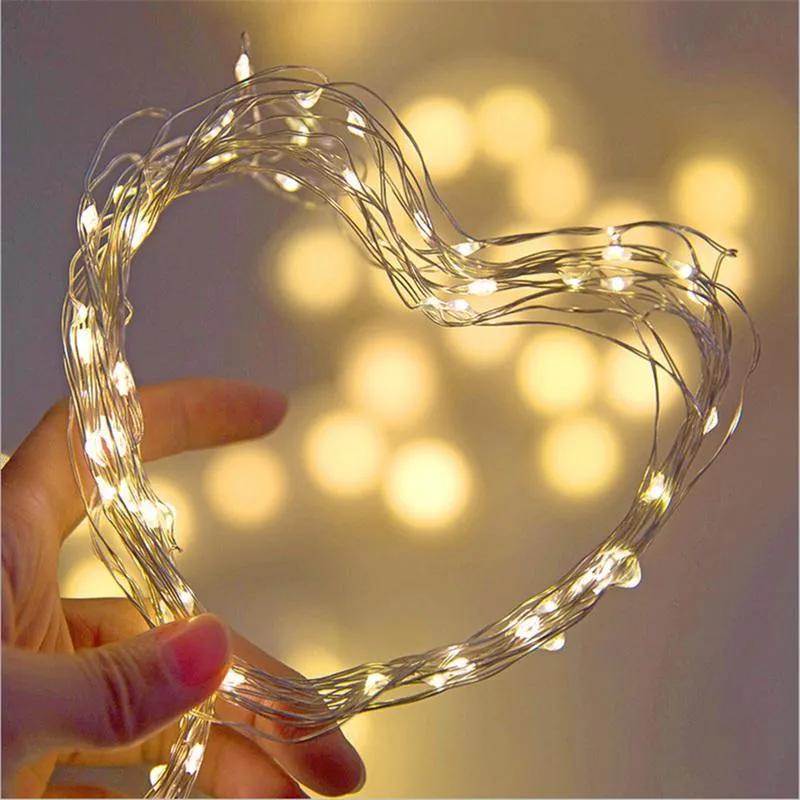 Strings LED -snaarlichten 2m 5m 10m Waterdichte zilveren draad Licht Garland bruiloft Decor Christmas Fairy Lamp Indoor Home Lighting