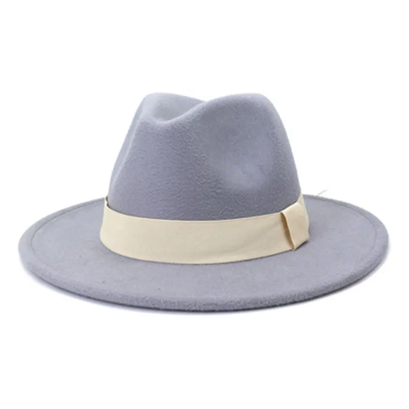 Fedora, sombreros de mujer, Panamá, banda de cinta de ala ancha, beige, blanco, negro, sombrero de fieltro, gorras de jazz para hombres, vestido formal, sombreros casuales para mujeres al aire libre