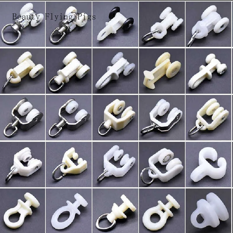 12 Pièces Glisseurs Rail Rideaux Roulette Crochet - Poulies Plastique Ø10mm Pour Voilage Et Fenêtre