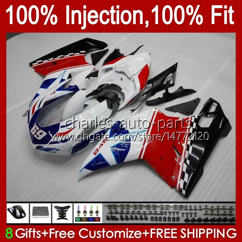 Kroppsarbete för Ducati 848 1098 1198 S 07 08 09 10 11 848R 1098R 75HM4 MATT Svart 848s 1198R 1098S 1198S 2008 2008 2009 2010 2011 Fairing Kit