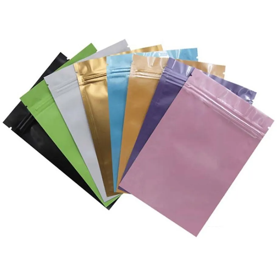 Saco de plástico Mylar Folha de alumínio Zipper sacos para armazenamento de alimentos a longo prazo e proteção colecionáveis ​​de dois lados coloridos