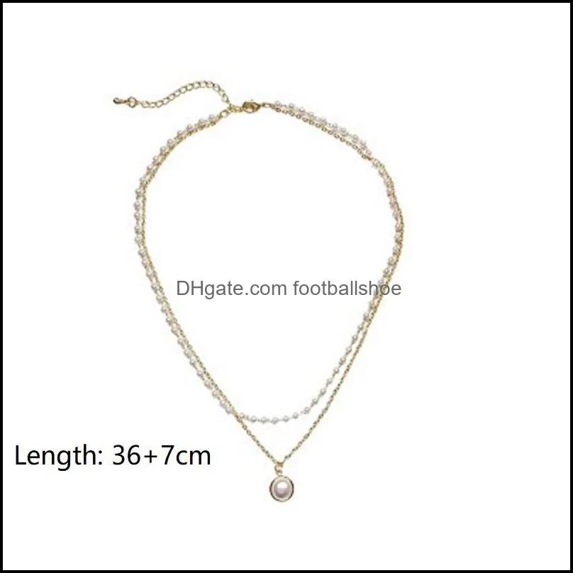 pearl pendant necklaces bracelet simple sweet and lovely double bead chains short clavicle chain temperament girl jewelry gift