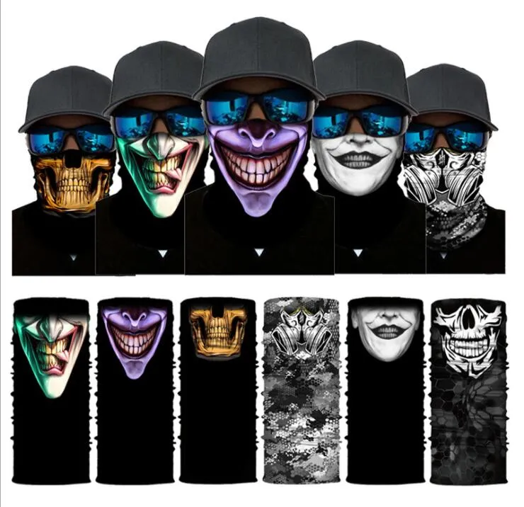 Fashion Skull Skeleton Mask Halloween Magic Scarves Outdoor Bicycle cycling Multi function Neck Warmer Ghost Half Face Masks Cosplay Chic Motorcycle Scarf Turban