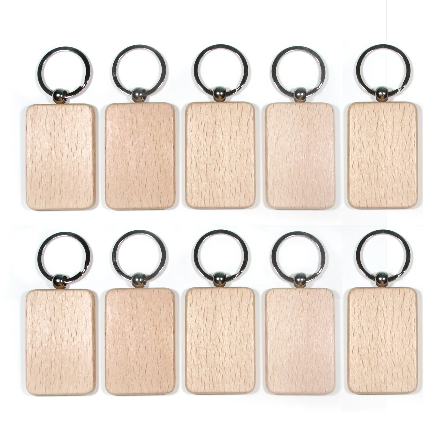 Personlig Trä Keychain Enkelt kvadrathjärta Rektangel Form Key Pendant KeyRings DIY Blank Wooden Nyckelringar Gratis DHL KImter-D274L F