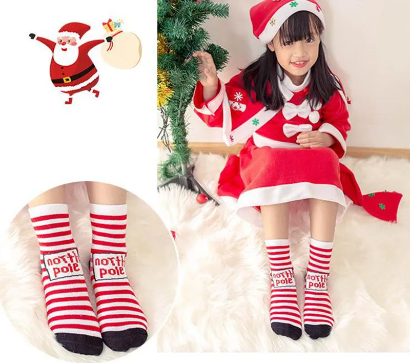 Chaussettes De Noël Père Noël Flocon De Neige Elk Bas De Bande Dessinée Coton Bébé Garçons Filles Chaussette Xmas Party Gift BT6682