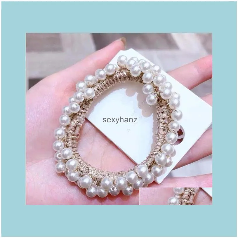 Woman Elegant Pearl Hair Ties Beads Girls Scrunchies Rubber Bands Ponytail Holders Hair Accessories Elastic Hair Band