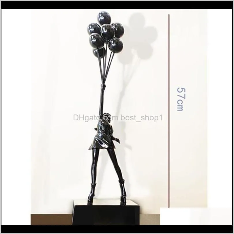 luxurious balloon girl statues banksy flying balloons girl art sculpture resin craft home decoration christmas gift 57cm